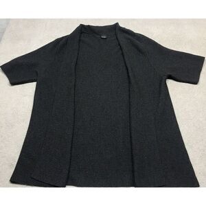 Eileen Fisher One Size Open Front 100% Merino Wool Grey Short Sleeve OpenSweater